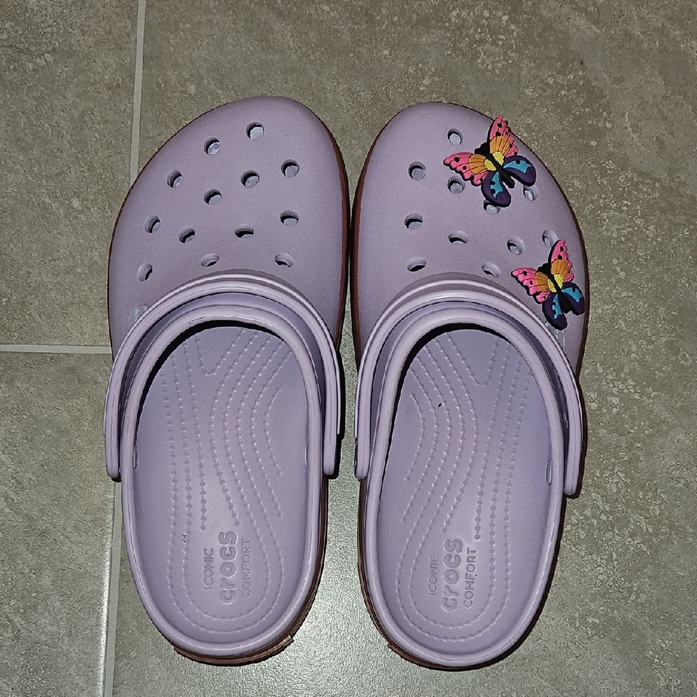 CROCS Purple Sandals with Decorative Charms